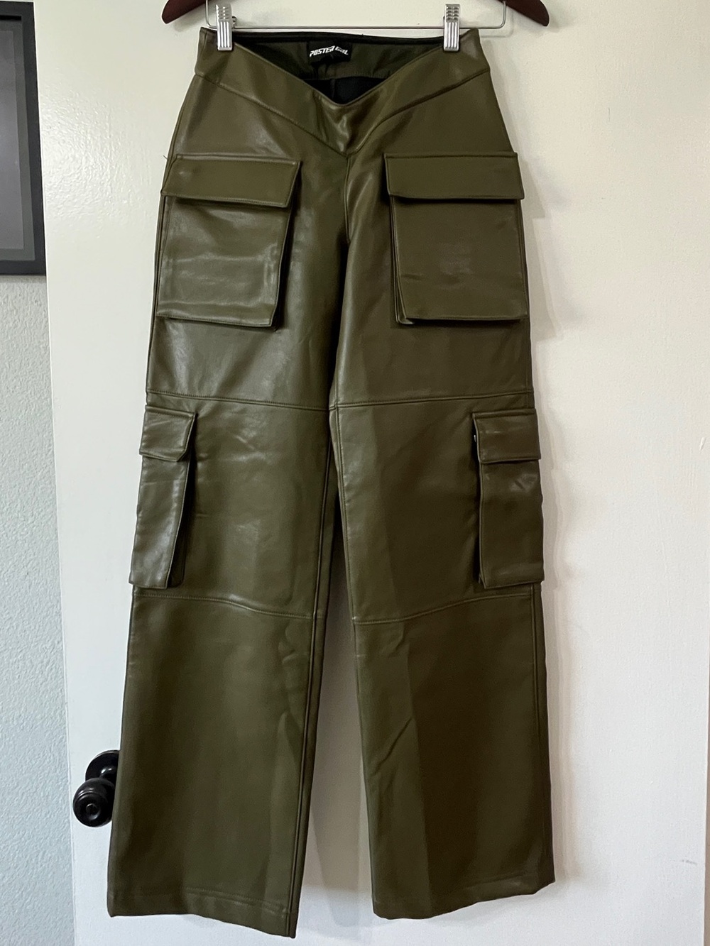 Dolls Kill Green pleather cargo pants xs